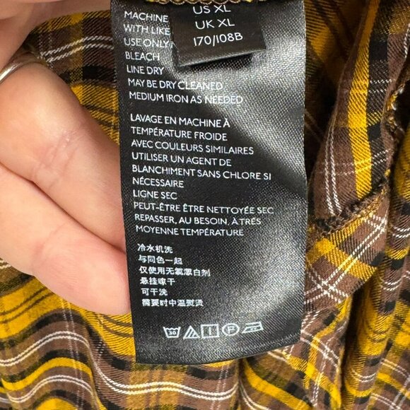 Anthropologie Dalton Wrap Dress Mustard Yellow Plaid Long Sleeve XL Womens Boho - Picture 14 of 15